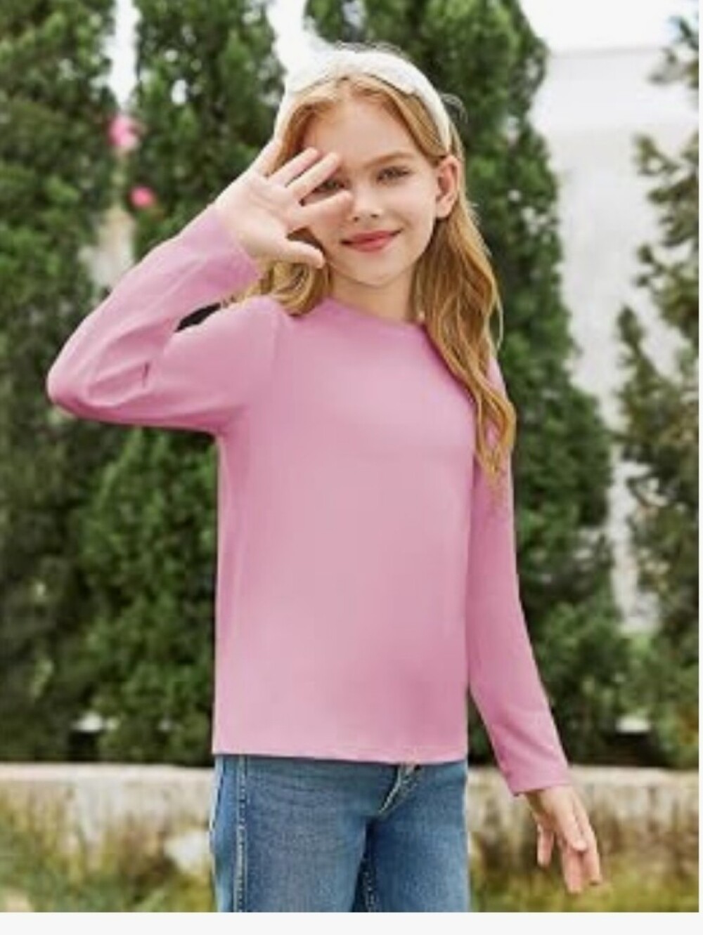 Girls Long Sleeve T Shirts Kids Fall Tops 5-14 Years Pink